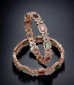American diamond beaded bangle set bridal ad bangle multicolor Indian Style zircon bangle set