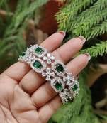 Green American Diamond Cubic Zirconia Beaded Bangle Set