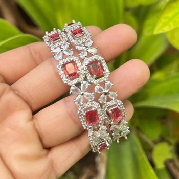 Zircon red bangle set American diamond beaded bangle set bridal western bangle multicolor bangle set 1