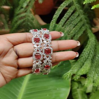 Zircon red bangle set American diamond beaded bangle set bridal western bangle multicolor bangle set 2