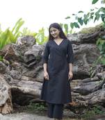 Stitched suit cotton silk kurta & bottom soot black ( 2 piece set )