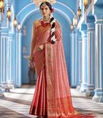 Light Pink  Munga zari Kanjivaram Silk Blend With Zig Zag Pattern Saree 