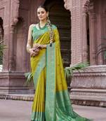 ligth green patola silk Blend zari jacquard work designer saree