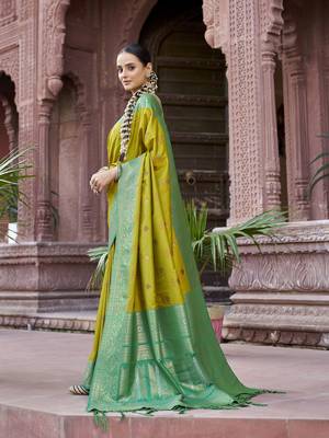 ligth green patola silk Blend zari jacquard work designer saree 3