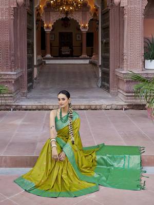 ligth green patola silk Blend zari jacquard work designer saree 5