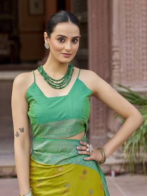 ligth green patola silk Blend zari jacquard work designer saree 6