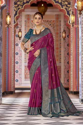 maroon patola Silk Blend zari jacquard work designer saree 