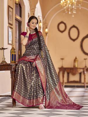 navy blue woven banarasi silk blend  zari jacquard work designer saree 5
