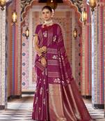 magenta woven banarasi silk  blend zari jacquard work designer saree