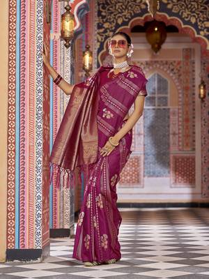 magenta woven banarasi silk  blend zari jacquard work designer saree 3