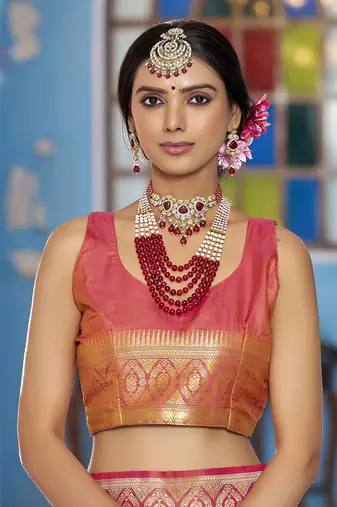mustard  gadhval banarasi silk blend jacquard butti work designer saree 
