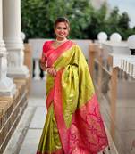 Pista Banarasi Silk blend Saree 