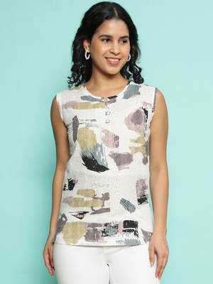 Senorita black & violet blended printed top , sleeve less 1