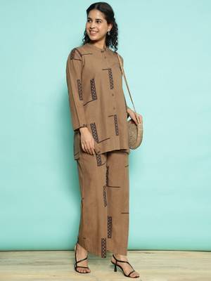 Senorita coffee 100% cotton printed co-ord set - regular fit, full sleeve 5