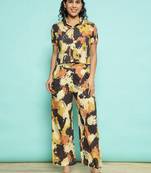 Senorita yellow modal printed co-ord set - regular fit, half sleeve