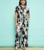 Senorita blue modal printed co-ord set - regular fit, half sleeve