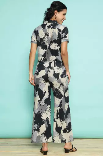 Senorita blue modal printed co-ord set - regular fit, half sleeve