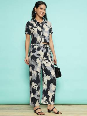 Senorita blue modal printed co-ord set - regular fit, half sleeve 5