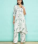 Senorita light green modal printed co-ord set - regular fit, full sleeve