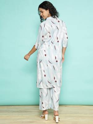 Senorita light blue modal printed co-ord set - regular fit, full sleeve 3