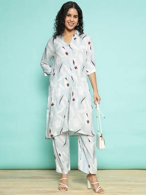 Senorita light blue modal printed co-ord set - regular fit, full sleeve 5