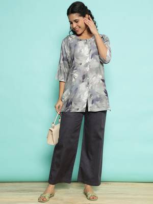 Senorita light grey modal printed co-ord set - regular fit, full sleeve 5