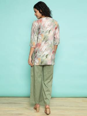 Senorita olive green modal printed co-ord set - regular fit, full sleeve 3