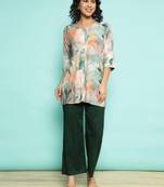 Senorita dark green modal printed co-ord set - regular fit, full sleeve