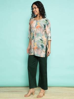 Senorita dark green modal printed co-ord set - regular fit, full sleeve 2