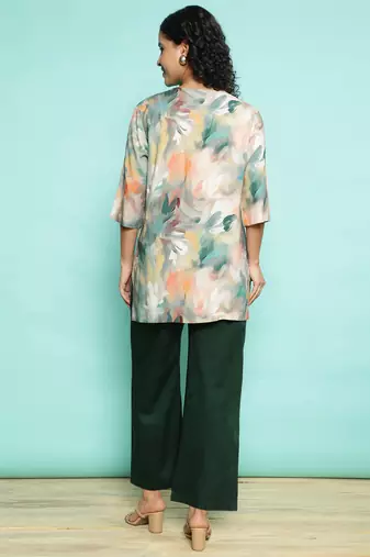 Senorita dark green modal printed co-ord set - regular fit, full sleeve