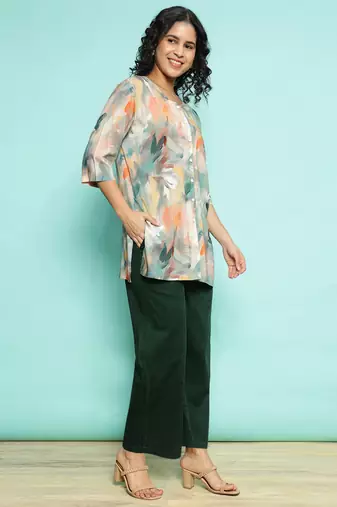 Senorita dark green modal printed co-ord set - regular fit, full sleeve