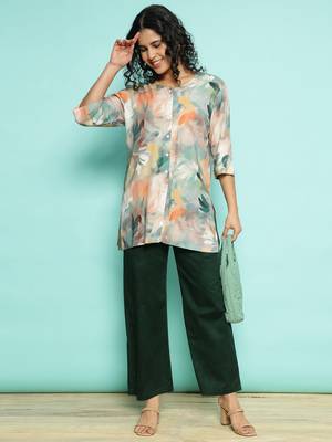 Senorita dark green modal printed co-ord set - regular fit, full sleeve 5