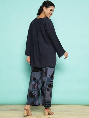 Senorita navy blue modal solid co-ord set - regular fit, full sleeve 3