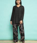 Senorita grey black  modal solid co-ord set - regular fit, full sleeve