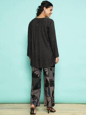 Senorita grey black  modal solid co-ord set - regular fit, full sleeve 3