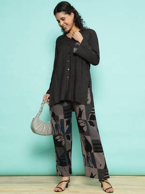 Senorita grey black  modal solid co-ord set - regular fit, full sleeve 5