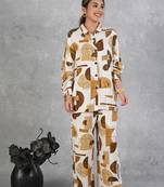 green white modal slub printed co ord set