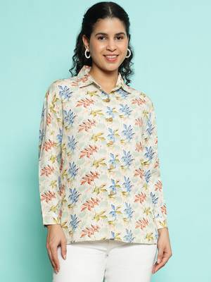 Senorita beige orange  modal printed shirt, full sleeve 1