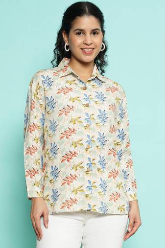 Senorita beige orange  modal printed shirt, full sleeve