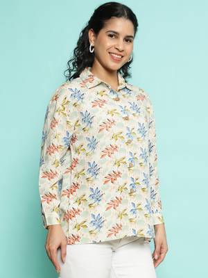 Senorita beige orange  modal printed shirt, full sleeve 3