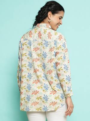 Senorita beige orange  modal printed shirt, full sleeve 4