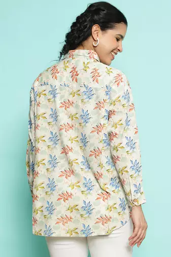 Senorita beige orange  modal printed shirt, full sleeve