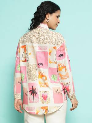 Senorita beige-pink modal printed shirt, full sleeve 4