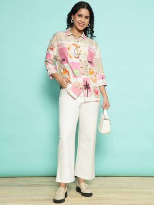 Senorita beige-pink modal printed shirt, full sleeve 5