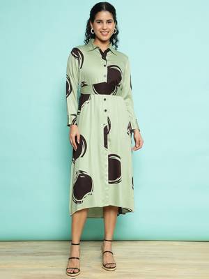 Senorita english green modal printed top , full sleeve 1