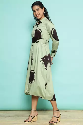 Senorita english green modal printed top , full sleeve