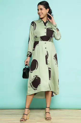 Senorita english green modal printed top , full sleeve