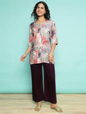 Senorita light pink  modal printed co-ord set - regular fit, full sleeve 1