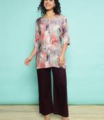 Senorita light pink  modal printed co-ord set - regular fit, full sleeve