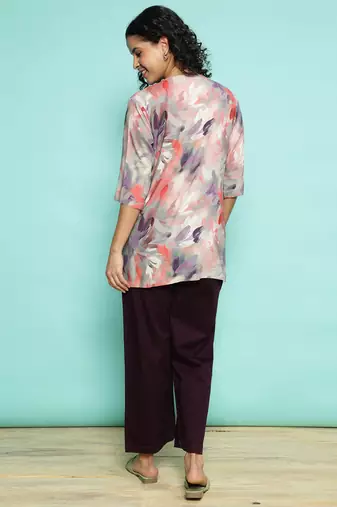 Senorita light pink  modal printed co-ord set - regular fit, full sleeve